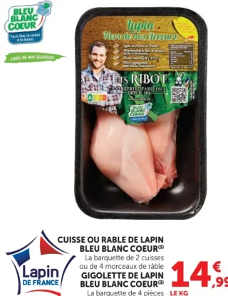 Cuisse ou râble de lapin Bleu Blanc Coeur Ets Ribot