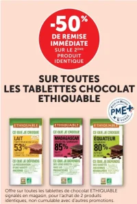 Tablettes de chocolat Ethiquable