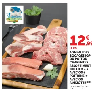 Agneau des Bocages IGP du Poitou Charentes Assortiment Collier ** avec os + Poitrine * avec os à mijoter