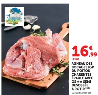 Agneau des Bocages IGP du Poitou Charentes Épaule avec os ** semi désossée à rotir