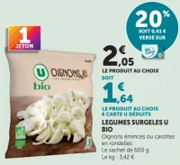 Légumes Surgelés U Bio Oignons émincés ou carottes en rondelles