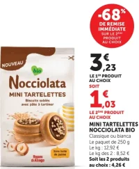 Mini tartelettes Nocciolata Bio Classique ou bianca