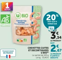 Crevettes cuites et décortiquées U Bio