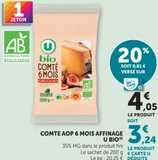 Comté AOP 6 mois affinage U Bio