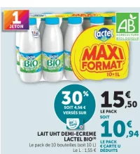 Lait demi-écrémé UHT Lactel Bio