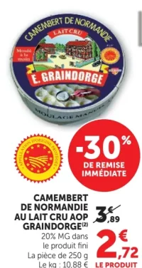 CAMEMBERT DE NORMANDIE AU LAIT CRU AOP GRAINDORGE