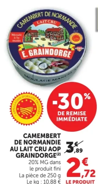 CAMEMBERT DE NORMANDIE AU LAIT CRU AOP GRAINDORGE