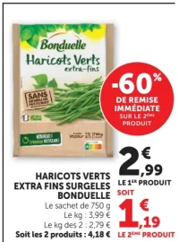 Haricots verts extra fins surgelés Bonduelle