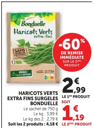 Haricots verts extra fins surgelés Bonduelle