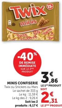 MINIS CONFISERIE Twix ou Snickers ou Mars