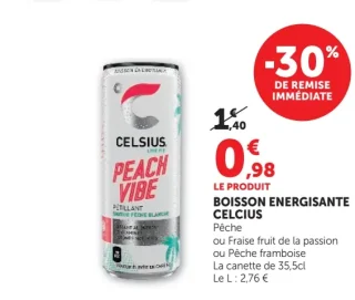 Boisson énergisante Celsius Pêche