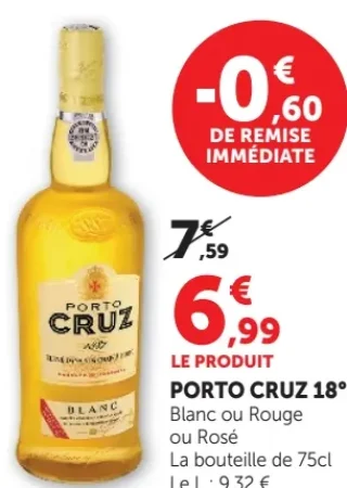 Porto Cruz 18° Blanc ou Rouge ou Rosé