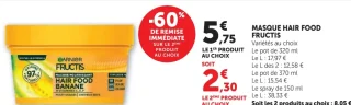 Masque Hair Food Fructis Garnier Variétés au choix