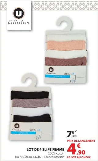Lot de 4 slips femme U Collection