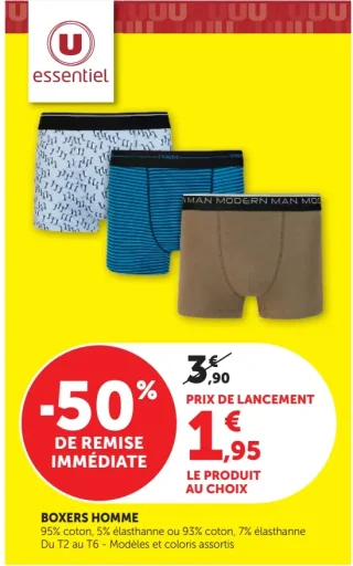 Boxers homme U essentiel