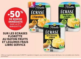 Écrasés Florette (Carottes, Huile d'olive & Basilic, Sel de Guérande et Beurre)