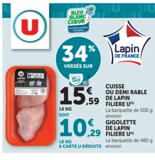 Cuisse ou demi rable de lapin Filière U