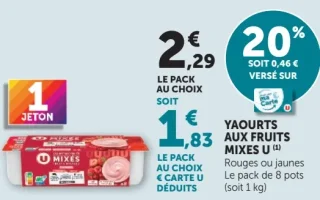 Yaourts aux Fruits Mixés U Rouges ou jaunes