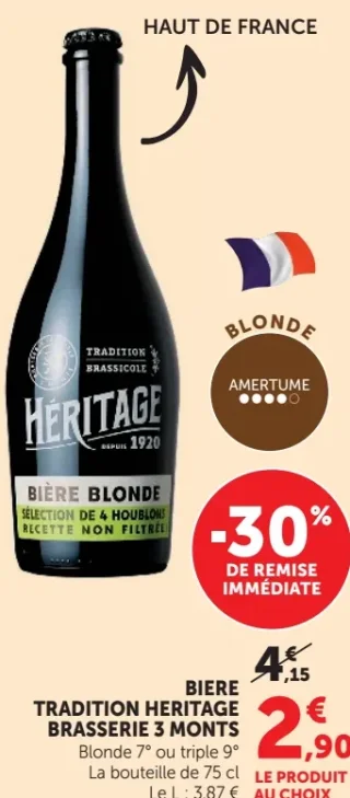 Bière Tradition Heritage Brasserie 3 Monts (Blonde ou triple)
