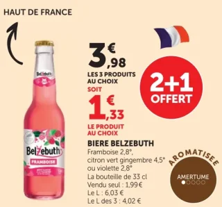 Bière Belzebuth Aromatise (Framboise, citron vert gingembre, ou violette)