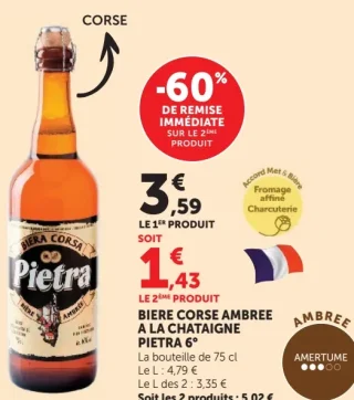 BIERE CORSE AMBREE A LA CHATAIGNE PIETRA 6°