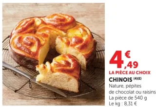 Chinois Nature, pépites de chocolat ou raisins