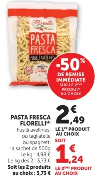 Pasta Fresca Florelli Fusilli avellinesi ou tagliatelle ou spaghetti