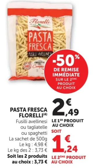 Pasta Fresca Florelli Fusilli avellinesi ou tagliatelle ou spaghetti