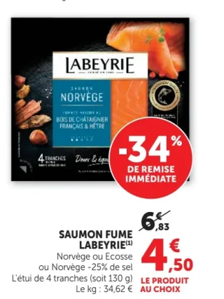 Saumon Fumé Labeyrie Norvège ou Écosse