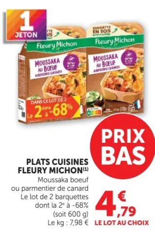 Plats cuisines Fleury Michon Moussaka boeuf ou parmentier de canard