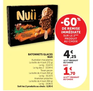 Batonnets Glaces Nuii Australian macadamia, Texan pecan ou Anatolian pistachio