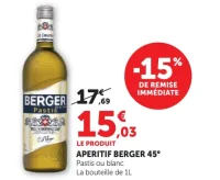 Aperitif Berger 45° Pastis ou blanc
