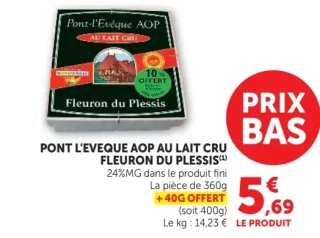 PONT L'EVEQUE AOP AU LAIT CRU FLEURON DU PLESSIS