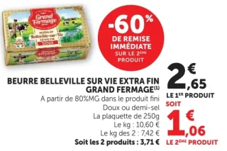 BEURRE BELLEVILLE SUR VIE EXTRA FIN GRAND FERMAGE