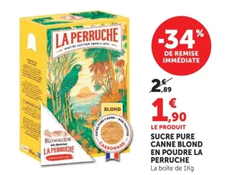 Sucre pure canne blond en poudre La Perruche