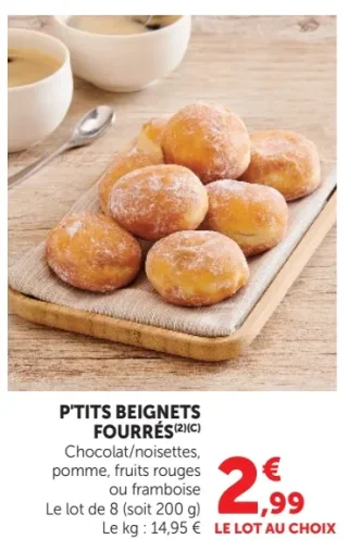 P'tits Beignets Fourrés Chocolat/noisettes, pomme, fruits rouges ou framboise