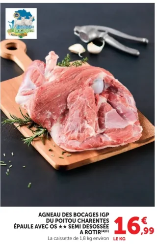 Agneau des Bocages IGP du Poitou Charentes Épaule avec os ★★ semi désossée à rôtir