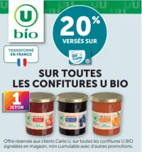Confitures U Bio 20% sur carte