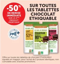 Tablettes chocolat Ethiquable -50%