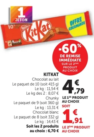 KITKAT Chocolat au lait, Chunky ou Chocolat blanc