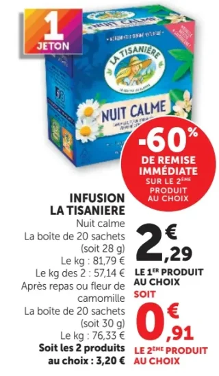INFUSION LA TISANIERE Nuit calme ou fleur de camomille