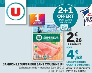 Jambon Le Supérieur Sans Couenne U 2+1