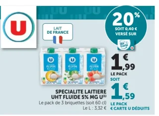 U Spécialité Laitière UHT Fluide 5% MG