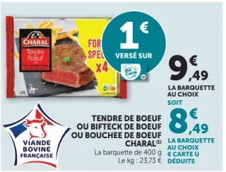 Tendre de boeuf, Bifteck de boeuf ou Bouchee de boeuf Charal
