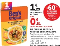RIZ CUISINE PRET EN 2 MINUTES BEN'S ORIGINAL Aux légumes du soleil ou a la méditerranéenne