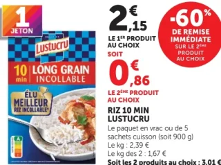 RIZ 10 MIN LUSTUCRU Le paquet en vrac ou de 5 sachets cuisson