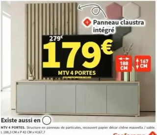 Meuble TV 4 PORTES Conforama