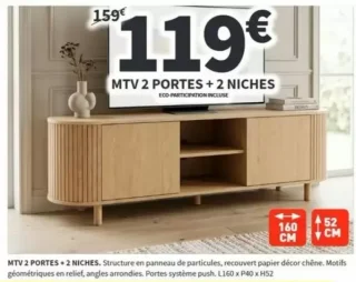 Meuble TV MTV 2 portes + 2 niches L160