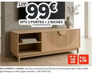 Meuble TV MTV 2 portes + 2 niches L140