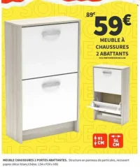 Meuble chaussures 2 portes abattantes